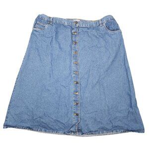 Women's Woman Within Denim Jean Button Down Front Long Skirt 28W EUC Plus Size